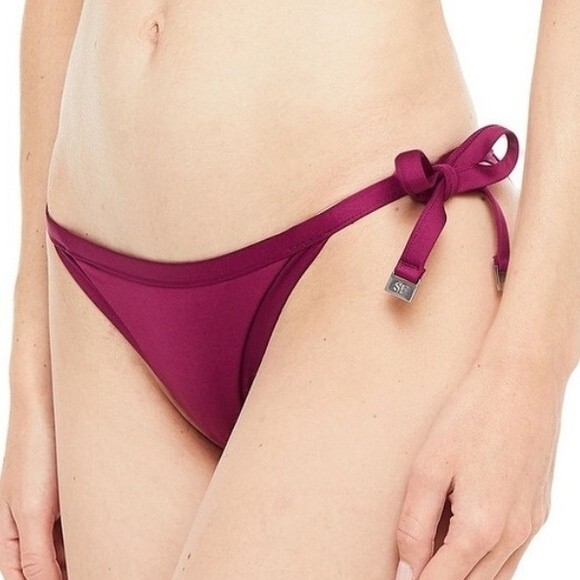 Seafolly Brazilian Tie Side Bikini Bottom Plum Purple Size Small AUS 10 US 6 NEW - Picture 1 of 8